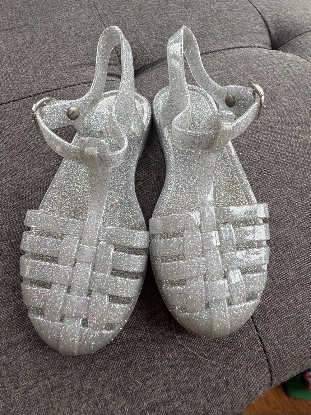 Old Navy Silver Glitter Jelly Sandals for Kids